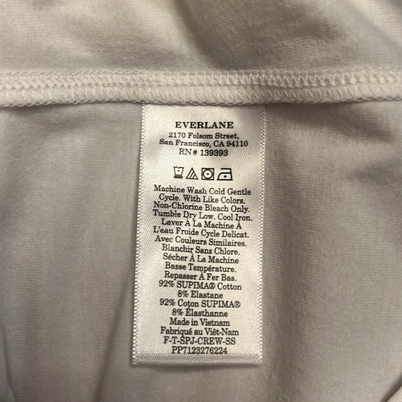 Everlane Women’s The Supima Form Crew Neck ribbed Tee white Size XXS NWT - Picture 8 of 9